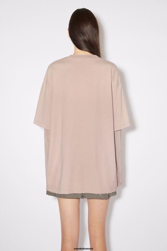 Acne Studios vaatteet pölyinen vaaleanpunainen 0VF2B397 kerroksinen printti t-paita