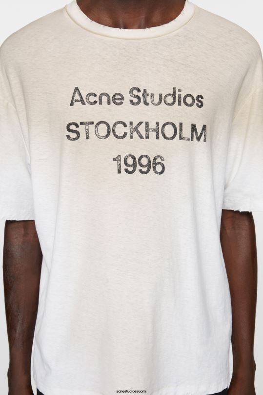 Acne Studios vaatteet pölyisen valkoinen 0VF2B1085 logollinen t-paita - rento istuvuus