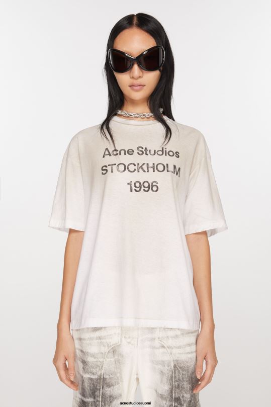 Acne Studios vaatteet pölyisen valkoinen 0VF2B355 logollinen t-paita - rento istuvuus