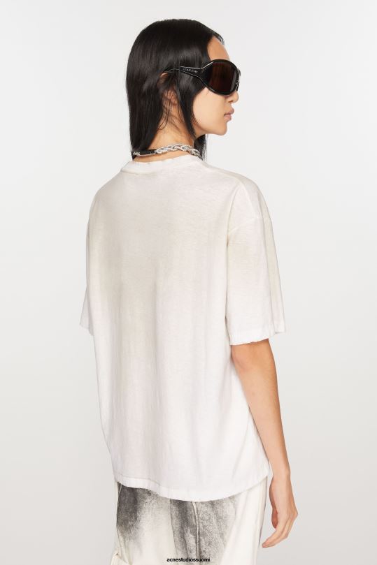 Acne Studios vaatteet pölyisen valkoinen 0VF2B355 logollinen t-paita - rento istuvuus
