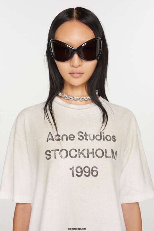 Acne Studios vaatteet pölyisen valkoinen 0VF2B355 logollinen t-paita - rento istuvuus