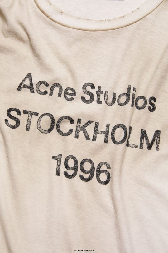 Acne Studios vaatteet pölyisen valkoinen 0VF2B355 logollinen t-paita - rento istuvuus