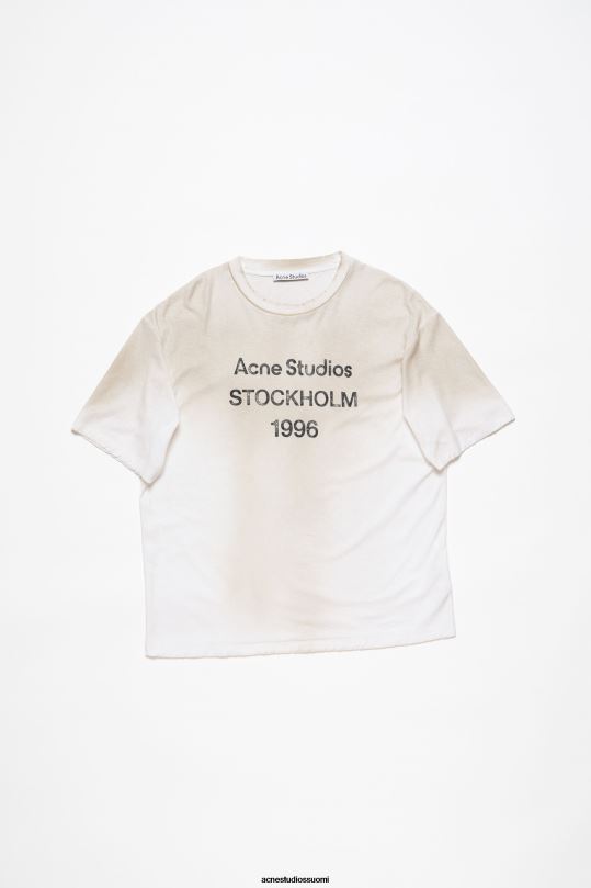 Acne Studios vaatteet pölyisen valkoinen 0VF2B355 logollinen t-paita - rento istuvuus