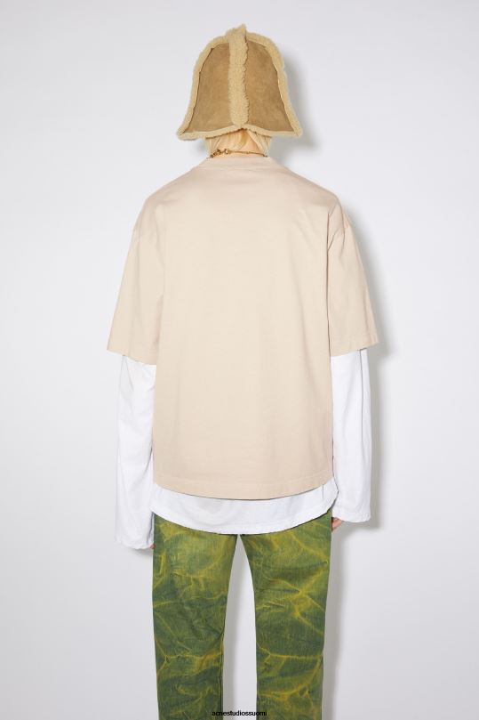 Acne Studios vaatteet samppanja beige 0VF2B1028 logollinen t-paita