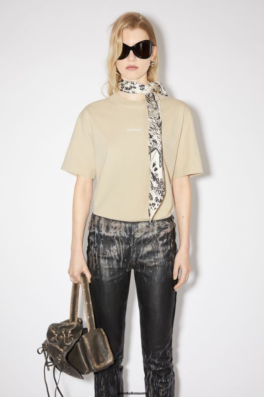 Acne Studios vaatteet samppanja beige 0VF2B212 logollinen t-paita