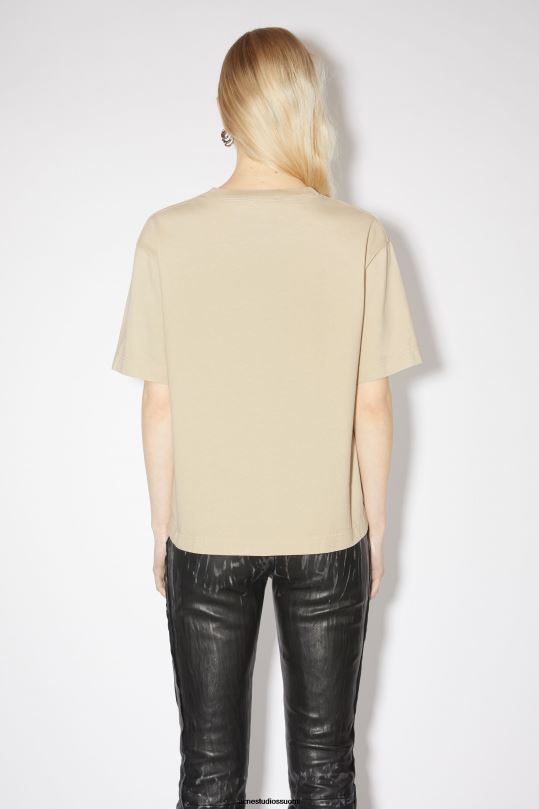 Acne Studios vaatteet samppanja beige 0VF2B212 logollinen t-paita