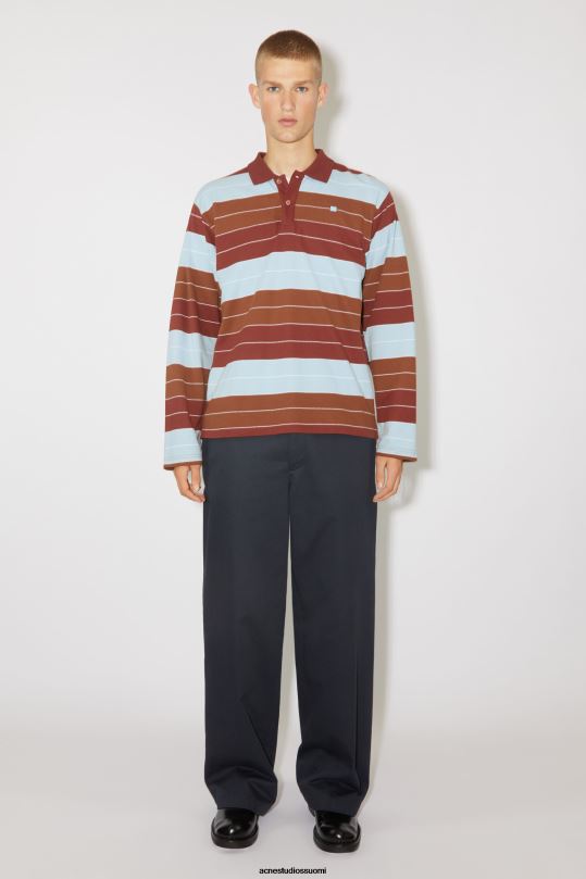 Acne Studios vaatteet syvän punainen/pölysininen 0VF2B1141 poolo pitkähihainen t-paita - rento istuvuus unisex