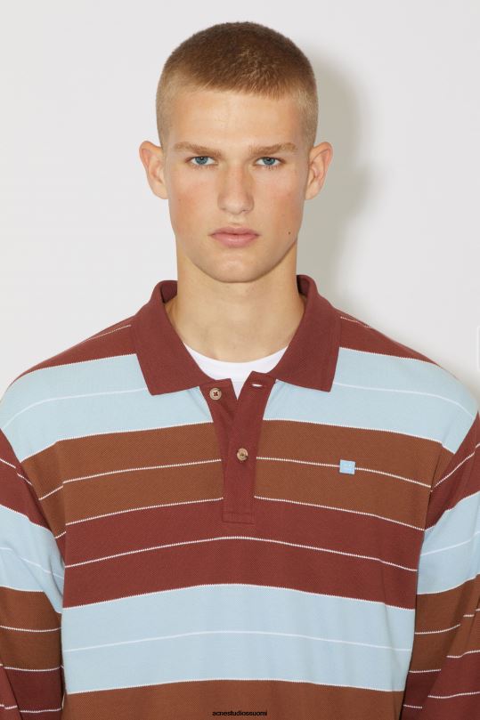 Acne Studios vaatteet syvän punainen/pölysininen 0VF2B1141 poolo pitkähihainen t-paita - rento istuvuus unisex