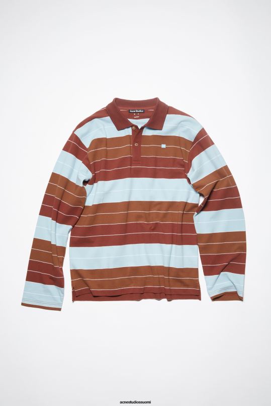 Acne Studios vaatteet syvän punainen/pölysininen 0VF2B1141 poolo pitkähihainen t-paita - rento istuvuus unisex
