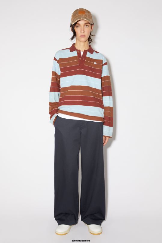 Acne Studios vaatteet syvän punainen/pölysininen 0VF2B395 poolo pitkähihainen t-paita - rento istuvuus unisex