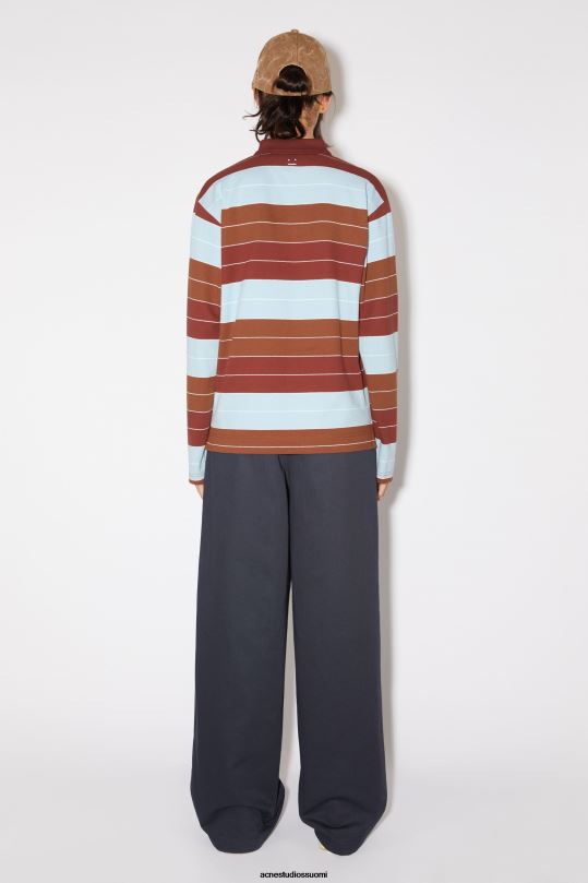 Acne Studios vaatteet syvän punainen/pölysininen 0VF2B395 poolo pitkähihainen t-paita - rento istuvuus unisex