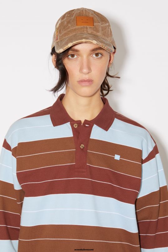 Acne Studios vaatteet syvän punainen/pölysininen 0VF2B395 poolo pitkähihainen t-paita - rento istuvuus unisex