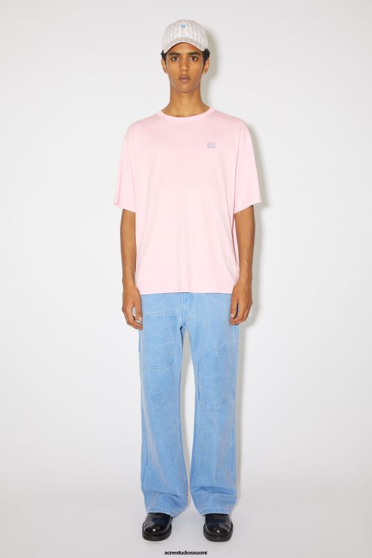 Acne Studios vaatteet vaalea pinkki 0VF2B1131 pyöreä kaula-aukkoinen t-paita - rento istuvuus unisex