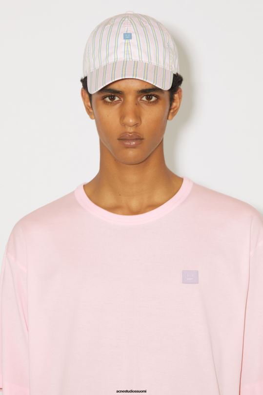 Acne Studios vaatteet vaalea pinkki 0VF2B1131 pyöreä kaula-aukkoinen t-paita - rento istuvuus unisex