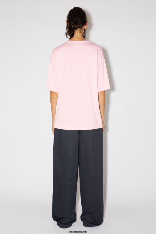 Acne Studios vaatteet vaalea pinkki 0VF2B385 pyöreä kaula-aukkoinen t-paita - rento istuvuus unisex