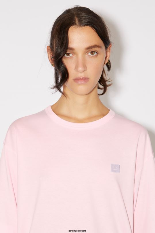 Acne Studios vaatteet vaalea pinkki 0VF2B385 pyöreä kaula-aukkoinen t-paita - rento istuvuus unisex