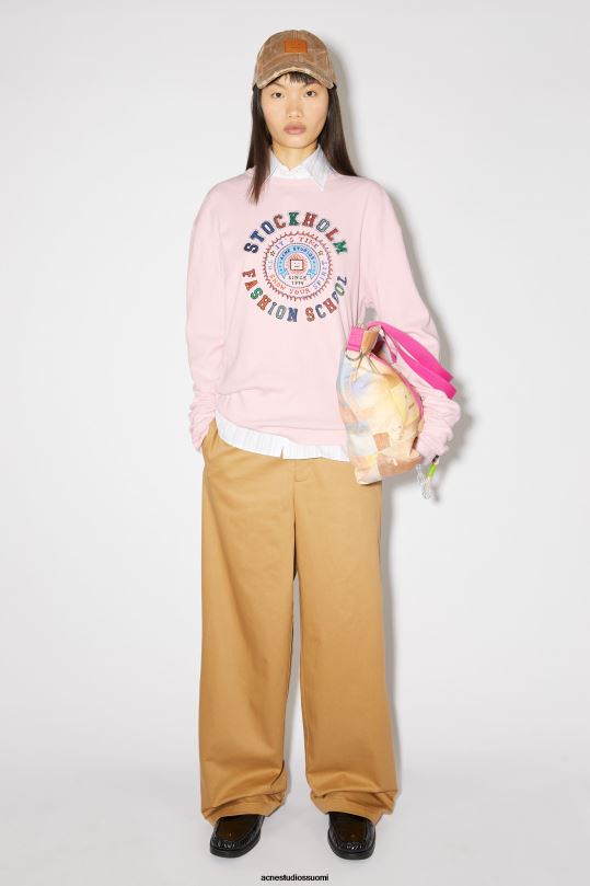 Acne Studios vaatteet vaalea pinkki 0VF2B390 painettu pitkähihainen t-paita - normaali istuvuus unisex