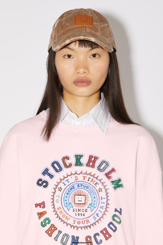 Acne Studios vaatteet vaalea pinkki 0VF2B390 painettu pitkähihainen t-paita - normaali istuvuus unisex