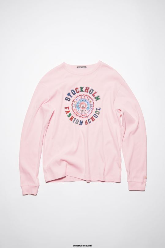 Acne Studios vaatteet vaalea pinkki 0VF2B390 painettu pitkähihainen t-paita - normaali istuvuus unisex