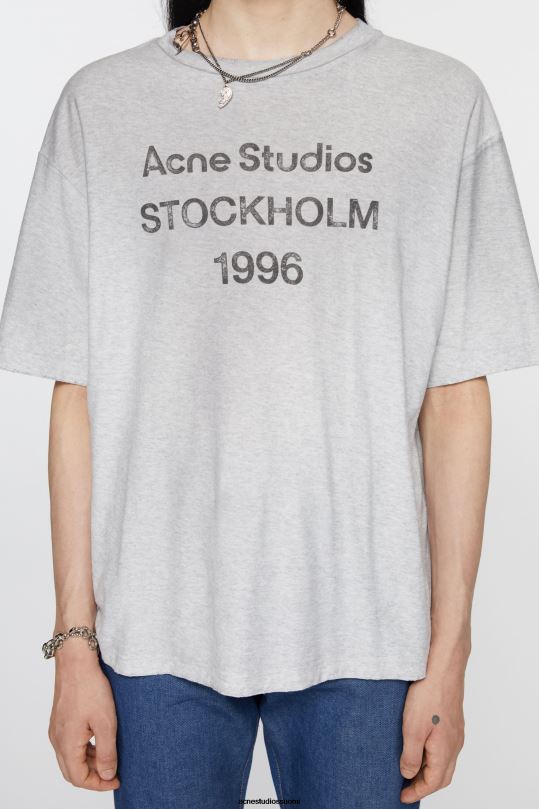 Acne Studios vaatteet vaaleanharmaa melansi 0VF2B1013 logollinen t-paita - rento istuvuus