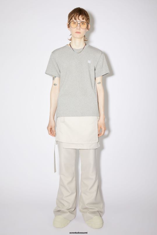Acne Studios vaatteet vaaleanharmaa melansi 0VF2B195 pyöreäkauluksinen t-paita - normaali istuvuus unisex