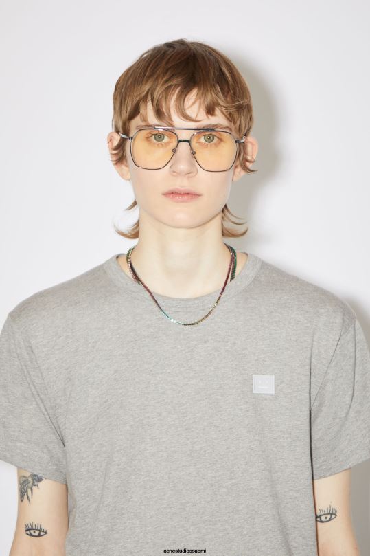 Acne Studios vaatteet vaaleanharmaa melansi 0VF2B195 pyöreäkauluksinen t-paita - normaali istuvuus unisex