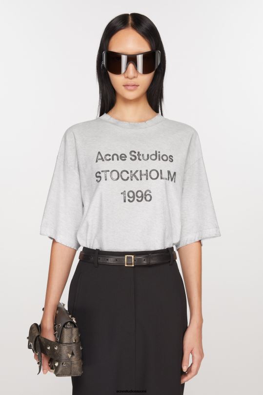 Acne Studios vaatteet vaaleanharmaa melansi 0VF2B197 logollinen t-paita - rento istuvuus