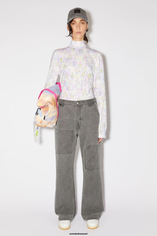 Acne Studios vaatteet vaaleanpunainen/multi 0VF2B393 painettu toppi - istuva istuvuus unisex