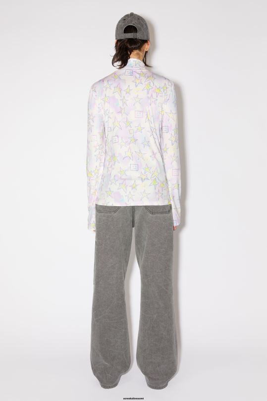 Acne Studios vaatteet vaaleanpunainen/multi 0VF2B393 painettu toppi - istuva istuvuus unisex