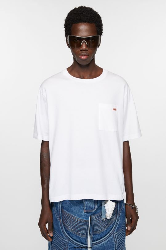 Acne Studios vaatteet valkoinen 0VF2B1020 pyöreäkauluksinen t-paita - rento istuvuus