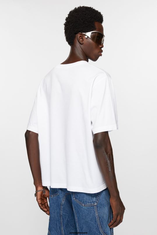 Acne Studios vaatteet valkoinen 0VF2B1020 pyöreäkauluksinen t-paita - rento istuvuus