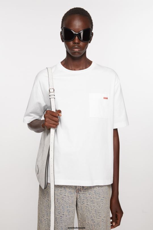 Acne Studios vaatteet valkoinen 0VF2B200 pyöreäkauluksinen t-paita - rento istuvuus