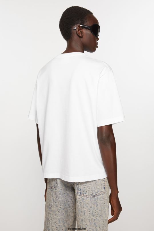 Acne Studios vaatteet valkoinen 0VF2B200 pyöreäkauluksinen t-paita - rento istuvuus
