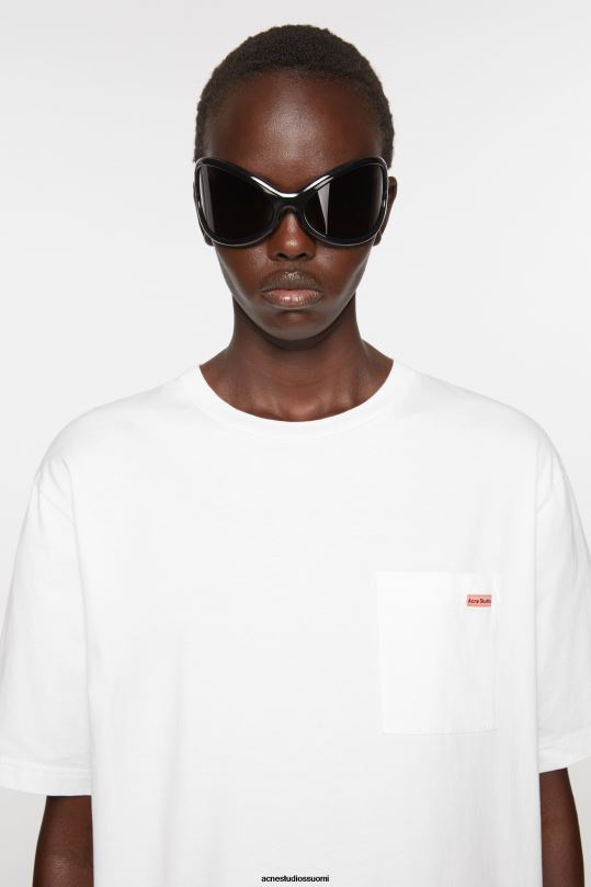 Acne Studios vaatteet valkoinen 0VF2B200 pyöreäkauluksinen t-paita - rento istuvuus