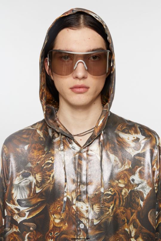 Acne Studios vaatteet kaakaonruskea multi 0VF2B884 takin folioprintti