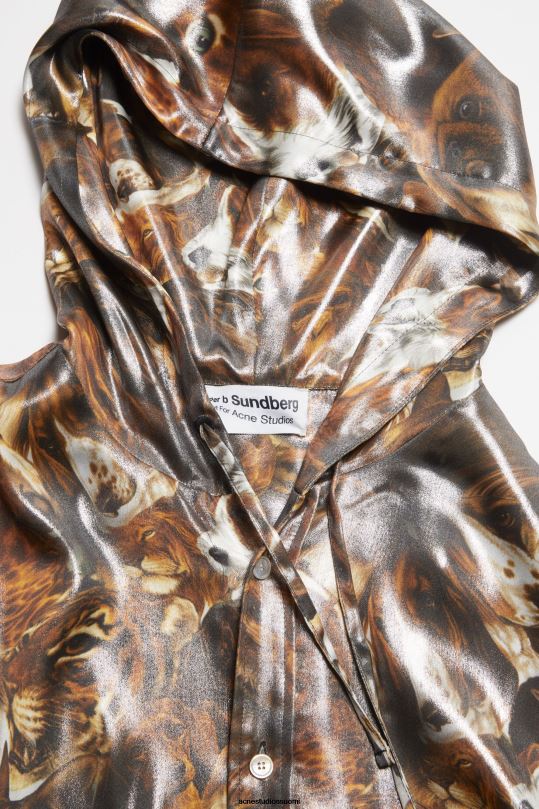 Acne Studios vaatteet kaakaonruskea multi 0VF2B884 takin folioprintti