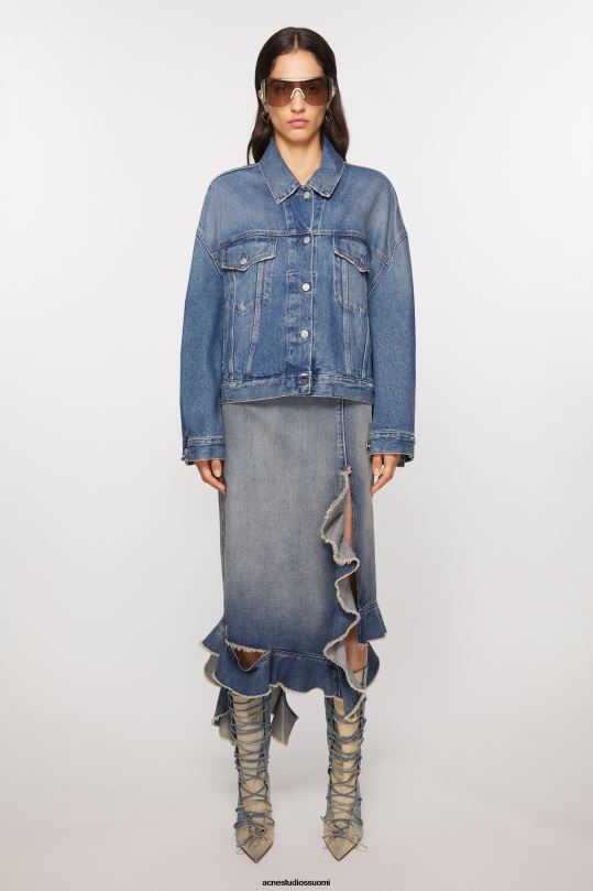 Acne Studios vaatteet keski sininen 0VF2B37 denim takki - rento lyhennetty istuvuus