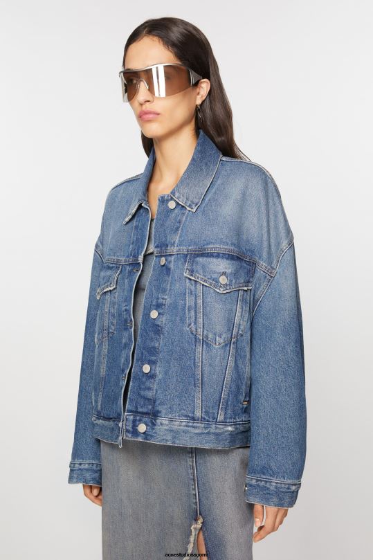 Acne Studios vaatteet keski sininen 0VF2B37 denim takki - rento lyhennetty istuvuus