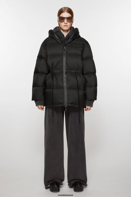 Acne Studios vaatteet musta 0VF2B19 hupullinen puffitakki