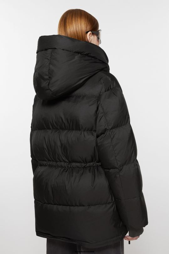 Acne Studios vaatteet musta 0VF2B19 hupullinen puffitakki