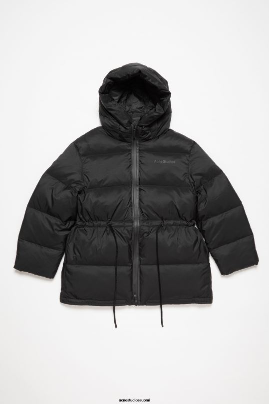 Acne Studios vaatteet musta 0VF2B19 hupullinen puffitakki