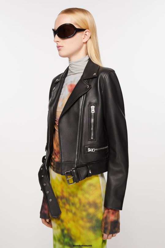 Acne Studios vaatteet musta 0VF2B2 nahkainen biker takki