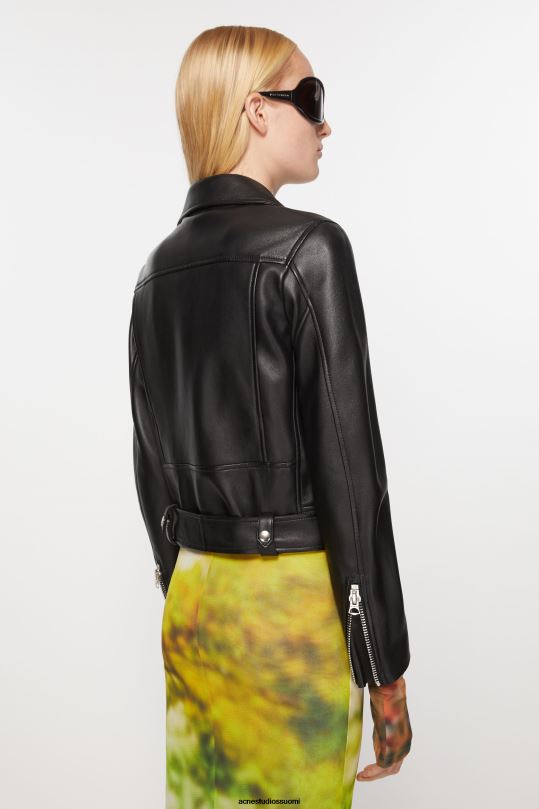 Acne Studios vaatteet musta 0VF2B2 nahkainen biker takki
