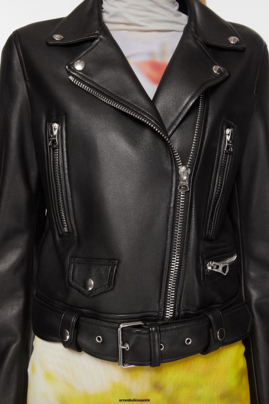 Acne Studios vaatteet musta 0VF2B2 nahkainen biker takki