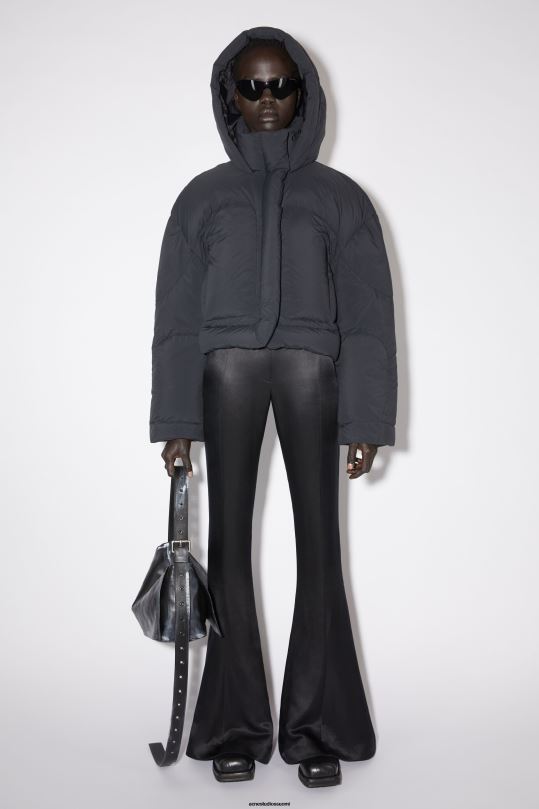 Acne Studios vaatteet musta 0VF2B31 hupullinen puffitakki