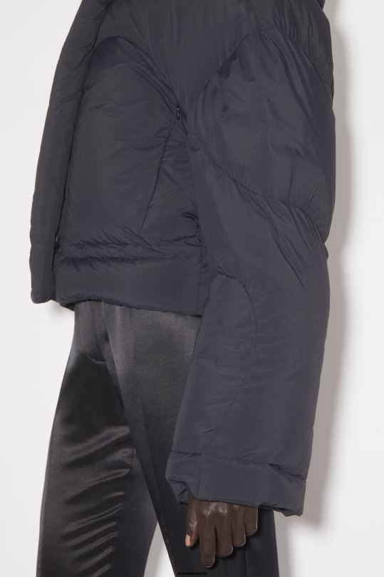 Acne Studios vaatteet musta 0VF2B31 hupullinen puffitakki