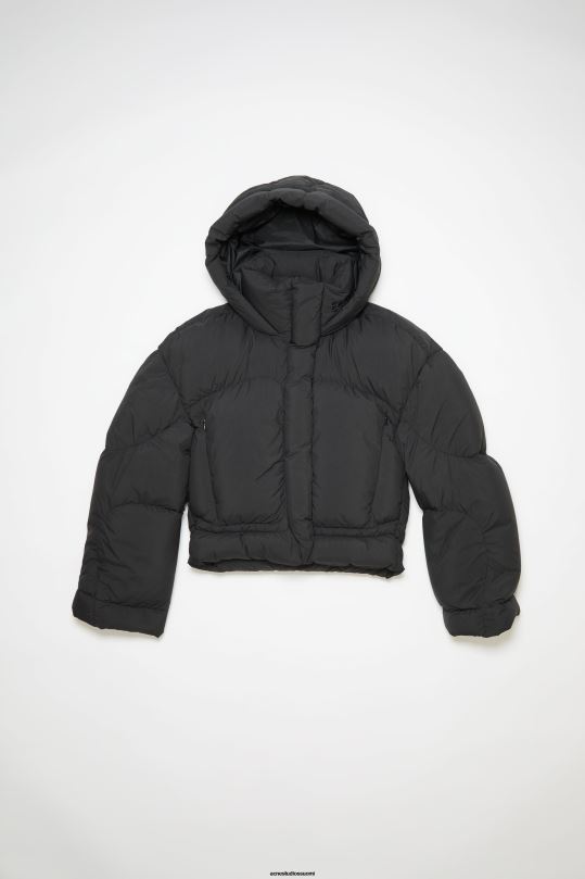 Acne Studios vaatteet musta 0VF2B31 hupullinen puffitakki