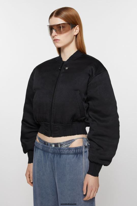 Acne Studios vaatteet musta 0VF2B3 logopatch bomber-takki