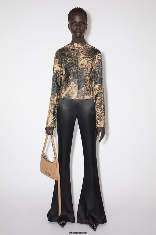 Acne Studios vaatteet musta 0VF2B48 nahkainen biker takki
