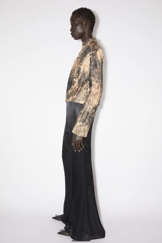 Acne Studios vaatteet musta 0VF2B48 nahkainen biker takki